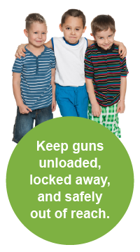 Keep guns unloaded, locked away, and safely out of reach.