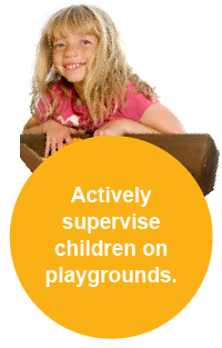 Actively supervise children on playgrounds.