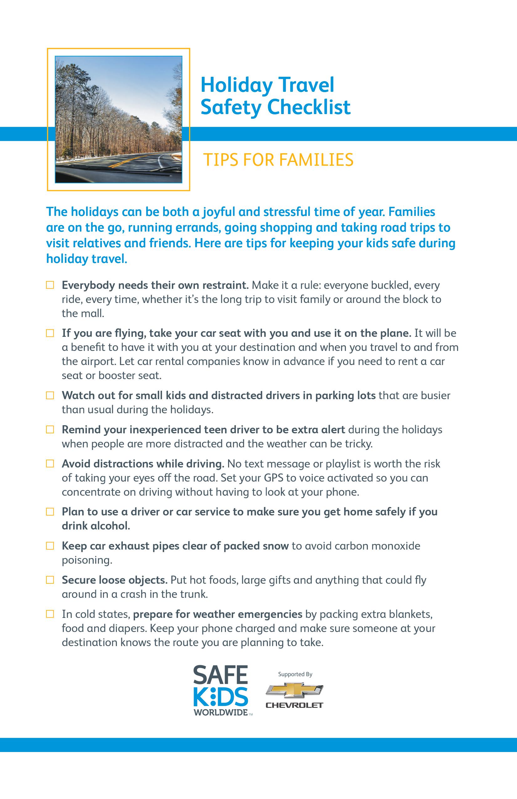 Holiday Travel Safety Checklist
