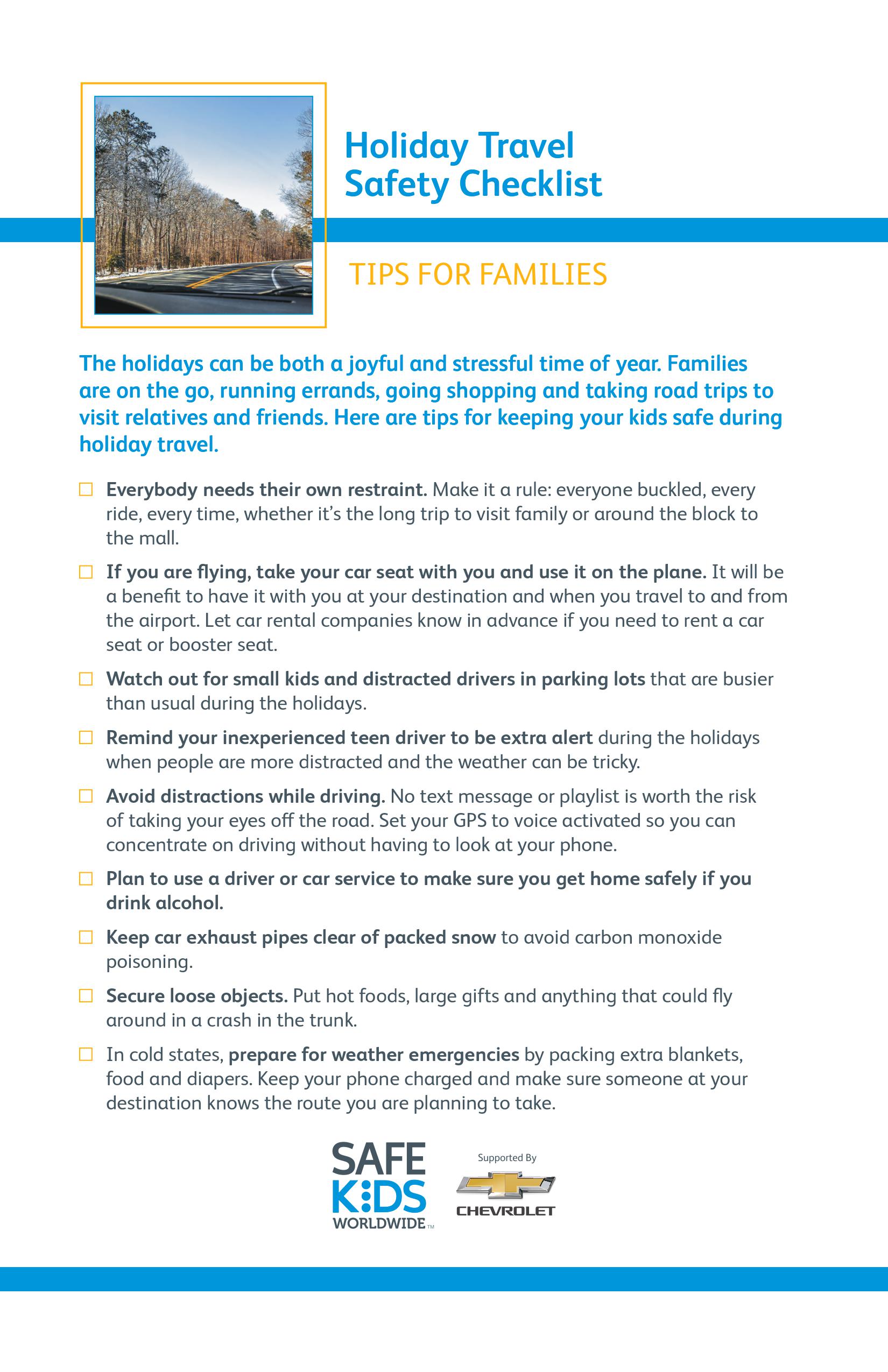 Holiday Travel Safety Checklist