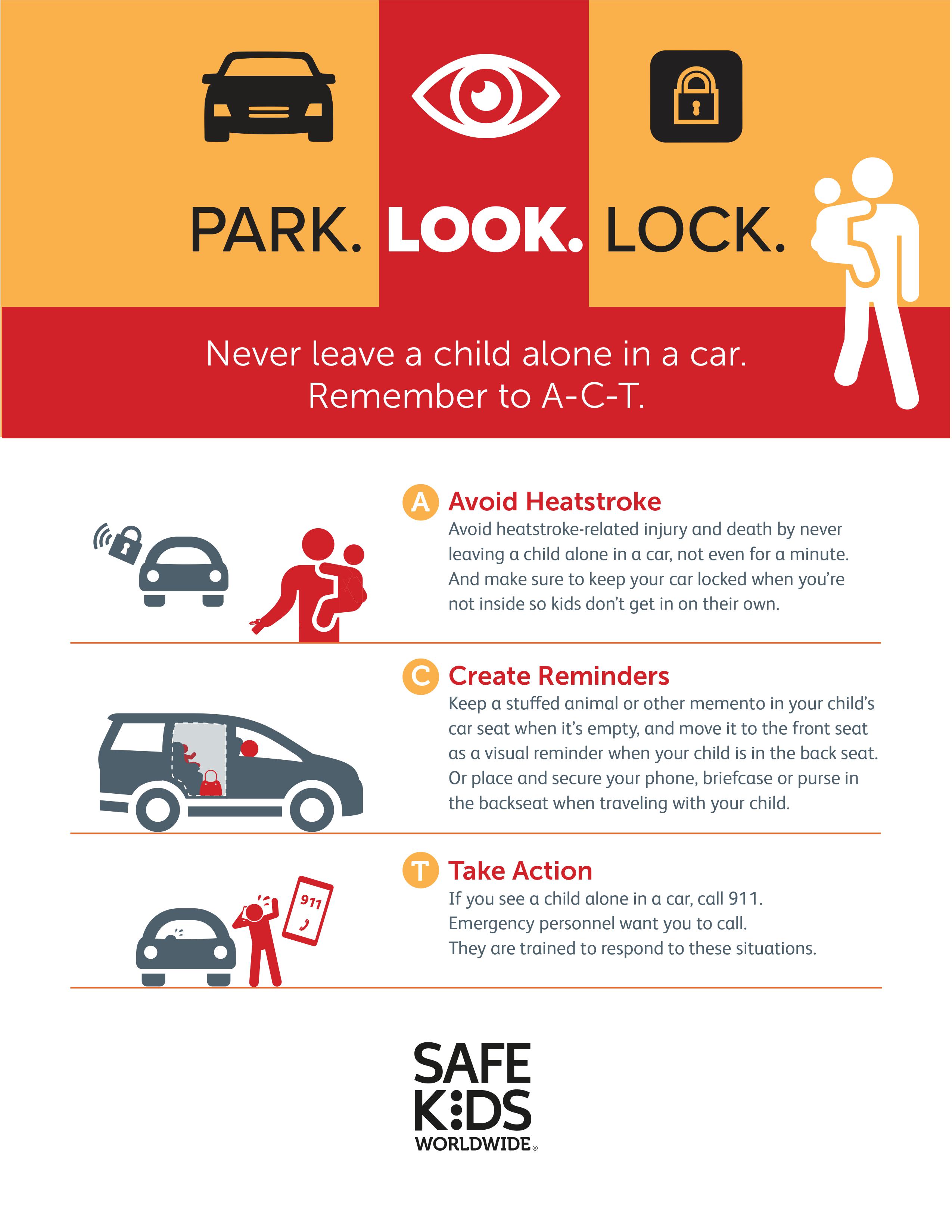 A heatstroke infographic illustrating tips on keeping kids safe from heatstroke in cars.