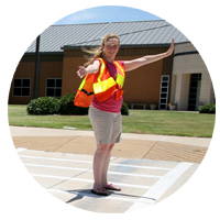 Crossing Guard stopping traffic