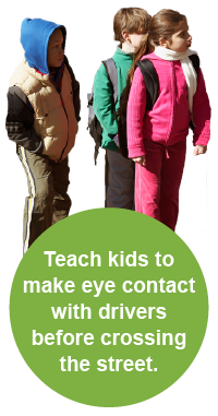 children crossing the pedestrian crossing. teaching children