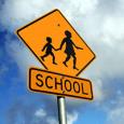 A school zone sign.