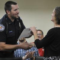 Dustin Gessert receives a Badge of Courage Award Dustin Gessert receives a Badge of Courage Award
