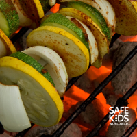 Vegetables cooking on a grill