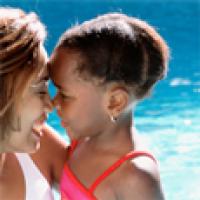Mom and daughter in a pool mom and daughter in a pool