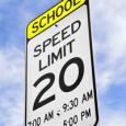 A school speed limit traffic sign.  