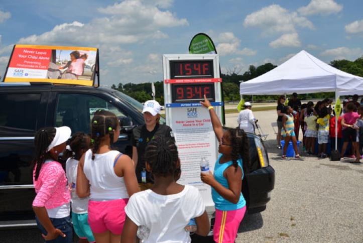 Kids learn about heatstroke safety. Never leave your child alone in a car.