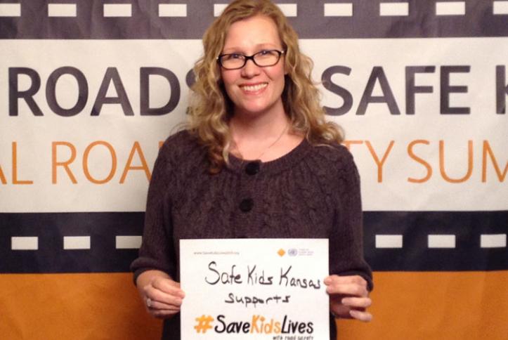 A representative from Safe Kids Kansas takes a #safie.