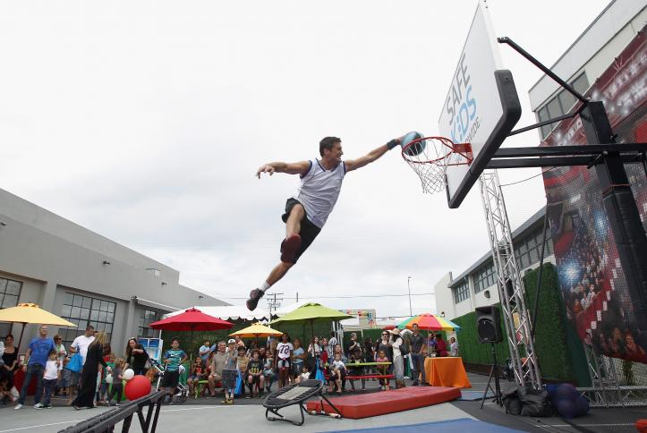 Safe Kids Day basketball acrobatics show