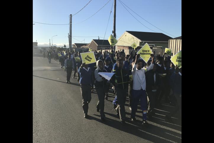 Kids in South Africa marching for Global Road Safety Week