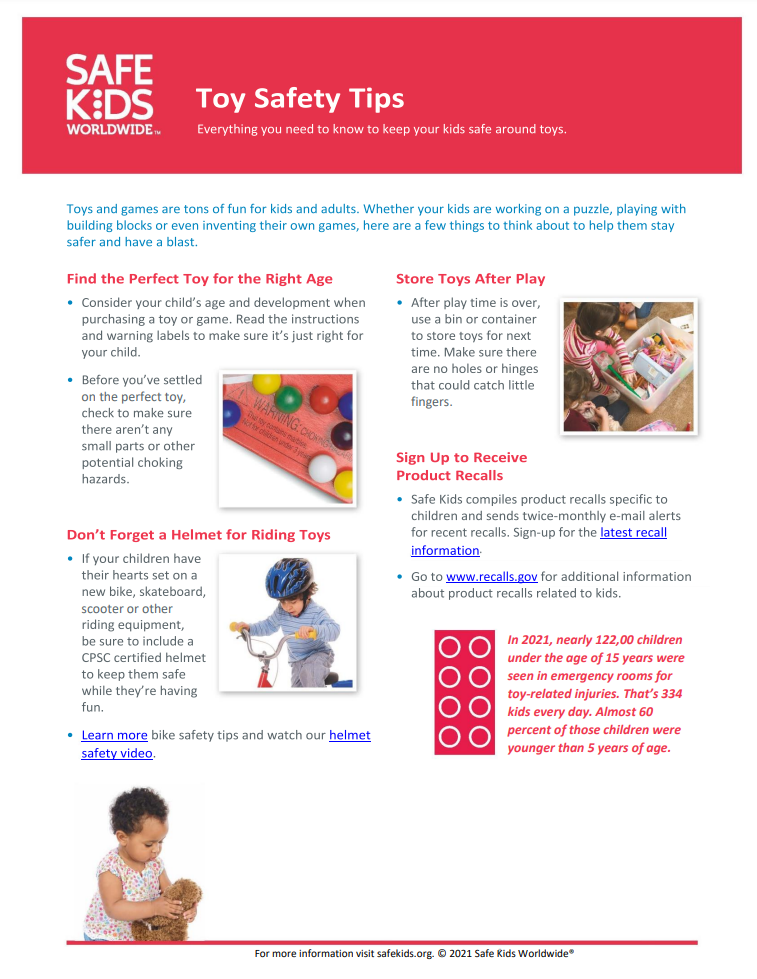 Toy Safety Tip Sheet - PDF